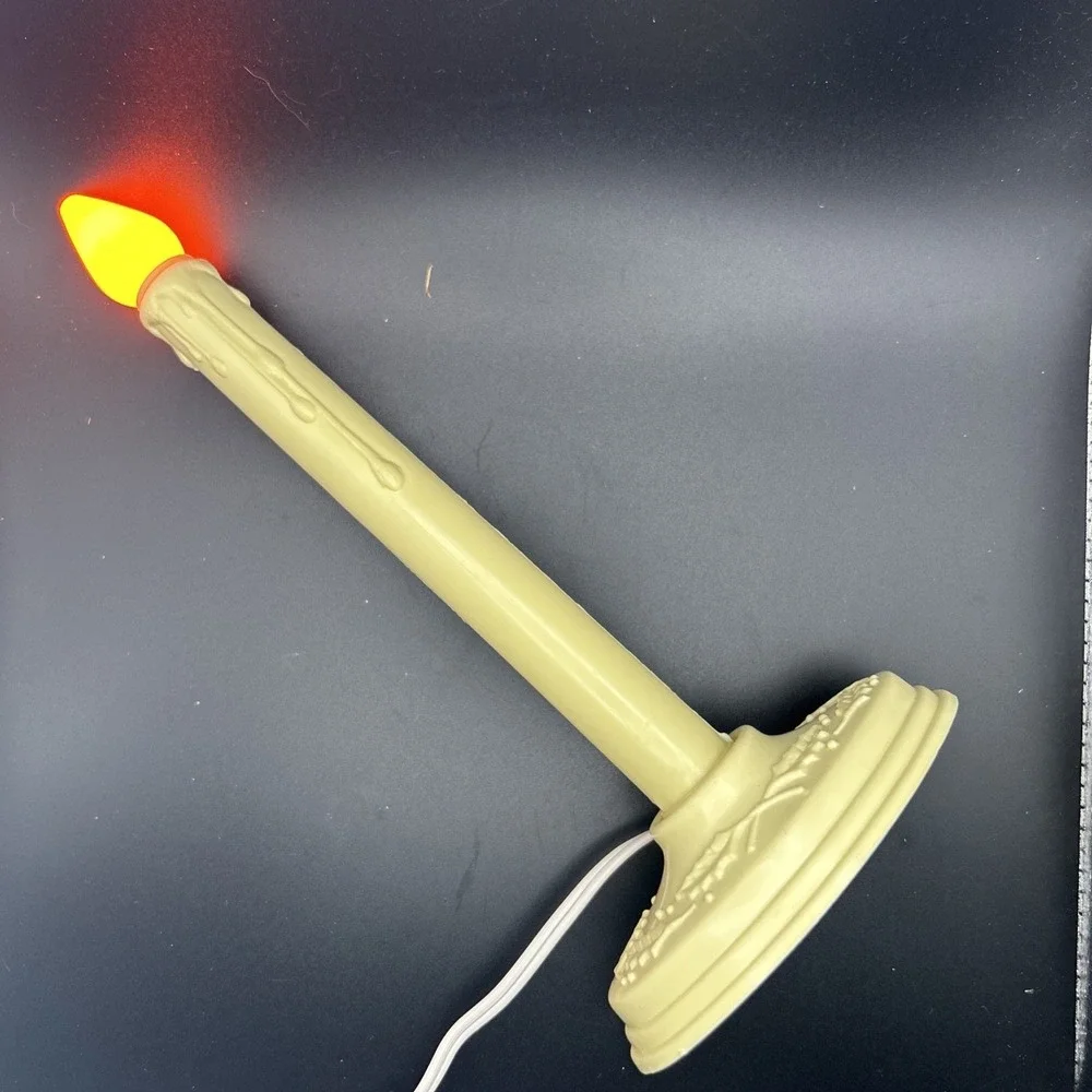 Vintage Electric Candle Light Drip Candlestick Orange Bulb Halloween Christmas
